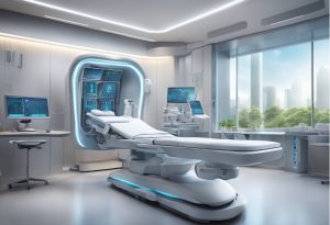Picture of an advanced futuristic operating theatre.
