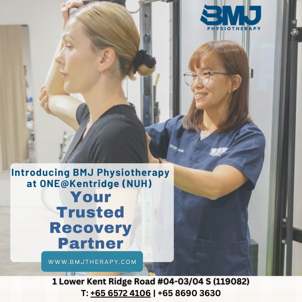 Physiotherapist with patient on a exercise machine